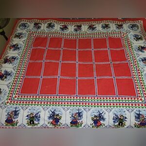 Vintage Little Dutch Boy and Girl Delft Rectangler Table Cloth 36" By 52"